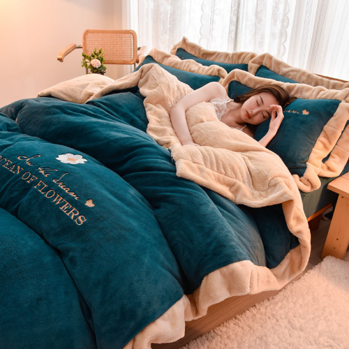 Super Dicke Winter Bettwäsche Set Luxus Warm Doppelseitig Samt Bettbezug Sets - Bild 8 von 20