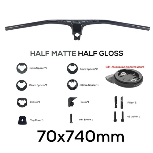 -20° Manillar Integrado de Fibra de Carbono Completa Bicicleta MTB 70/80/90/100mm*680-740mm - Imagen 25 de 44