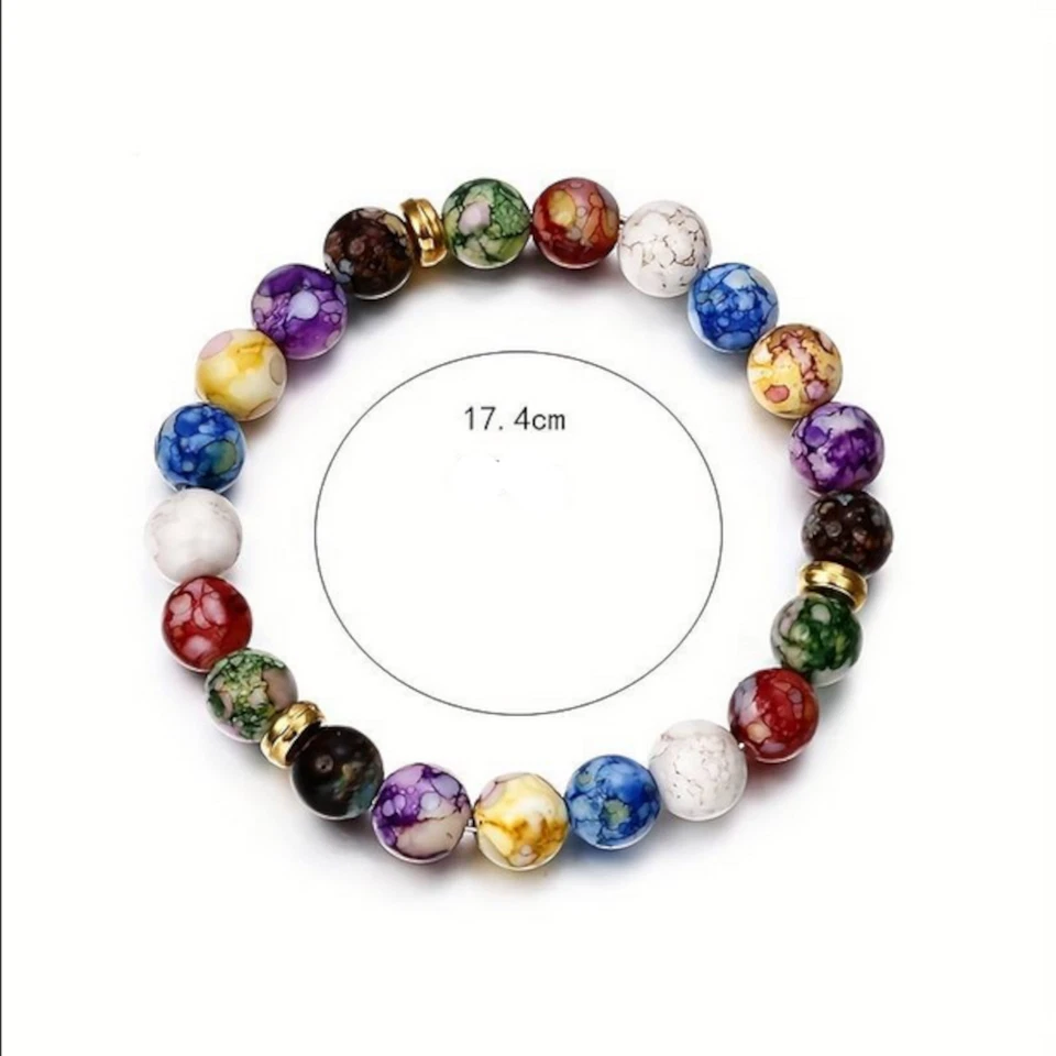 bracelet energetique multicolore perle Yoga 7 chakras elastique homme et femme - Photo 4/4