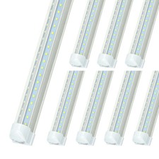8-Pack T8, 8FT LED Shop Light, 72W, 9000LM, 6500K - Bright  Energy Efficient