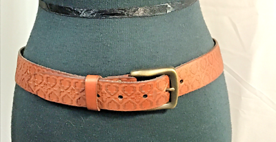 Fossil Tooled Leather Belt Brown Size Medium Unisex Embossed  display picture 1