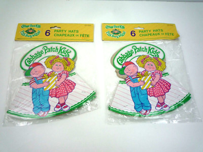 VINTAGE 1983 CABBAGE PATCH KINDER PARTY HÜTE NOCH VERSIEGELT 2 PACKUNGEN MIT 6 HÜTEN