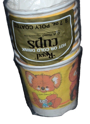 CRITTER SITTERS Koala Fox Beaver Cat Cups Pack of 8 NIP 7 oz Hot/Cold Vtg 80's