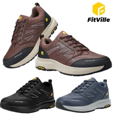 FitVille Men Wide Hiking Shoes Outdoor Walking Trekking Trails Sneakers Non Slip