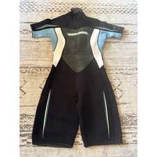 Sea-Doo BRP Womens Wetsuit 9/10 Shorty Gray Blue 4 Way Flex Surf Dive Swim