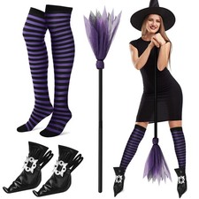Vicenpal 3 Pcs Halloween Witch Costume,Purple