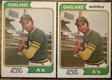 1974 Topps JESUS ALOU LOT #654 No Position ERROR Variation SP Oakland A's NRMT