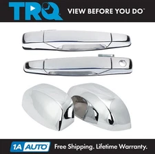 TRQ Chrome Outside Door Handles With Mirror Caps Trim Upgrade for GM Pickup