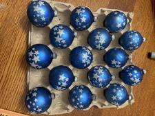 15 Shiny Brite Stars Stenciled Mercury Glass Ornaments Blue Mid Century Atomic