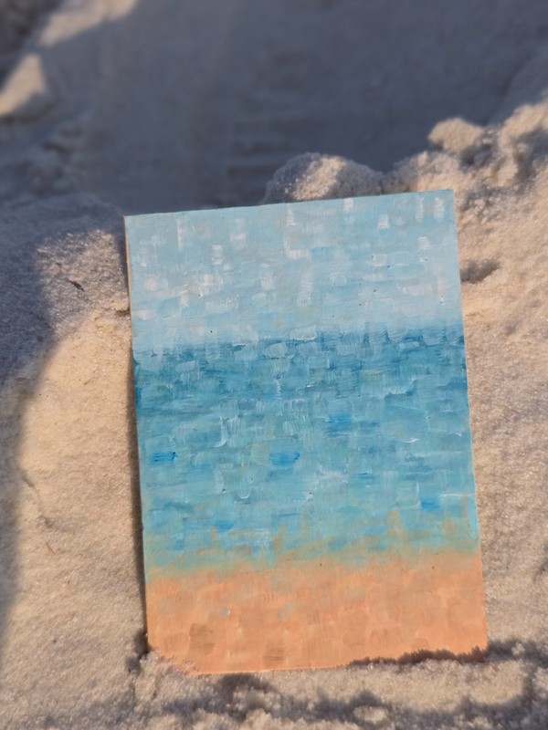 Original ACEO Oil Painting - Coastal Shoreline, Abstract, OOAK Miniature Artwork