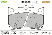 Valeo Bremsbelagsatz Scheibenbremse Essential 301888 FüR IS Lexus GS 2 200D 220D