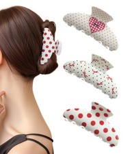 3Pcs Acrylic Hair Claw Clips for 1 Count Pack of 3 , Polka dot / Heart
