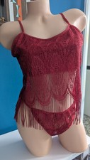 Vintage TR Bentley Fringe Camisole Panties 1990s Shiny Vtg Rare HTF Size L