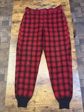 Vtg 1963 Woolrich Wool Mackinaw Hunting Pants 34 Red Plaid Quilted Insulated USA