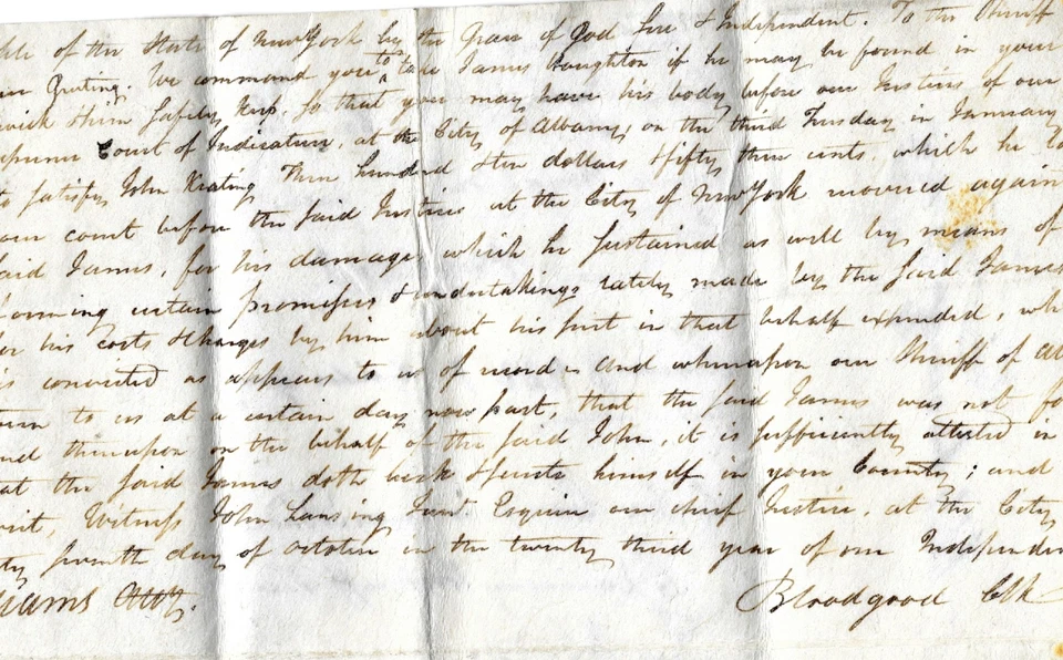 1799 Early American Document Supreme Court Albany New York filed Jan 19, 1799 - Image 4 of 4