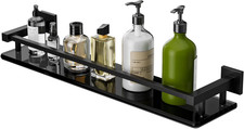 Matte Black 20" Floating Glass Bathroom Shelves - Modern Storage Solution