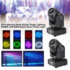 2Pcs Moving Head 8Gobo Stage Lighting RGBW LED DMX Beam Disco Party Light