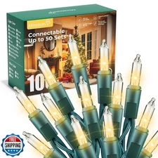 Minetom LED Clear Christmas String Lights, 100 Count 33 Feet LED Christmas Li