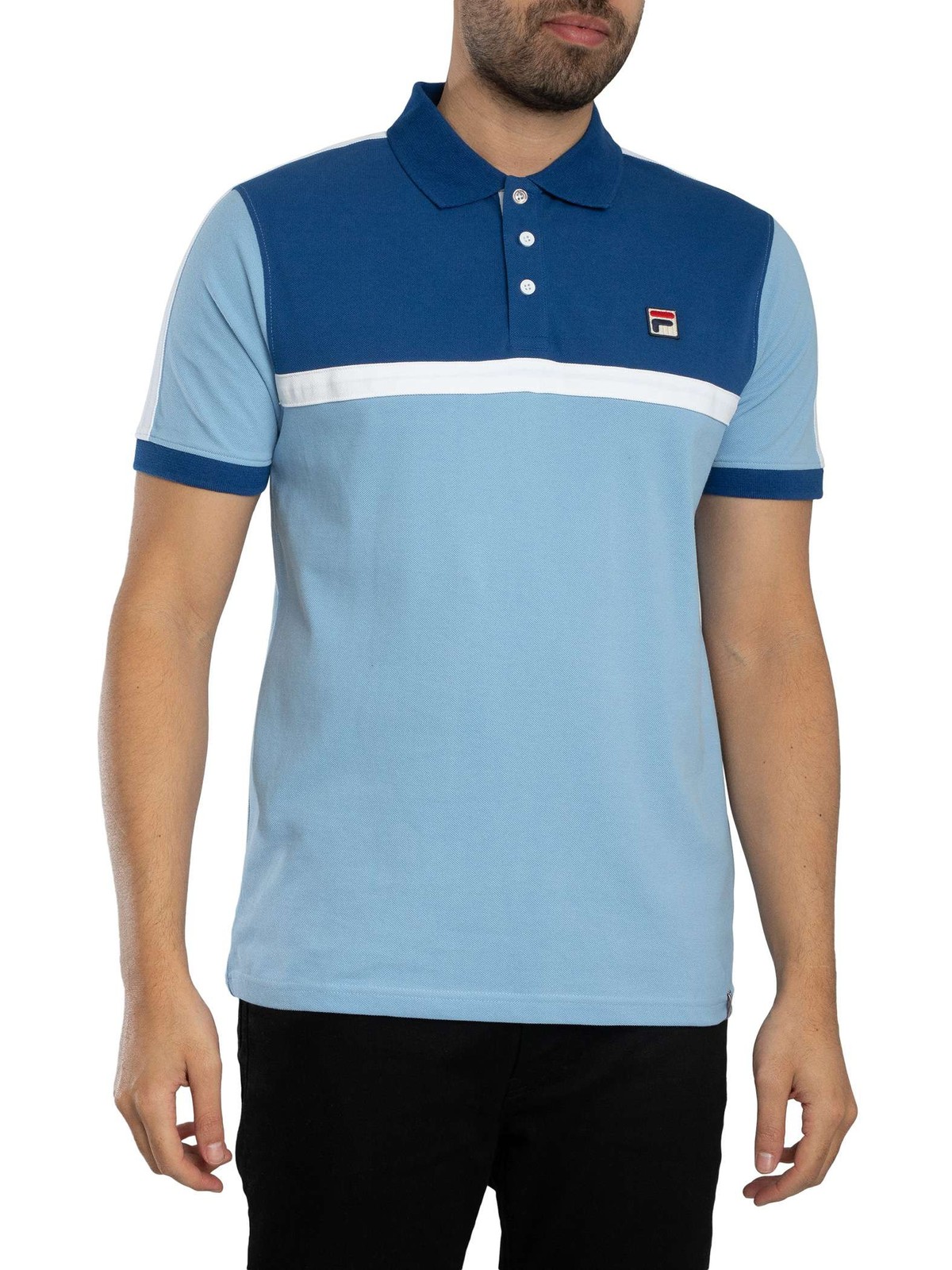 Fila Mattia Contrast Panel Polo Shirt, Frozen Fjord/Limoges/White - S