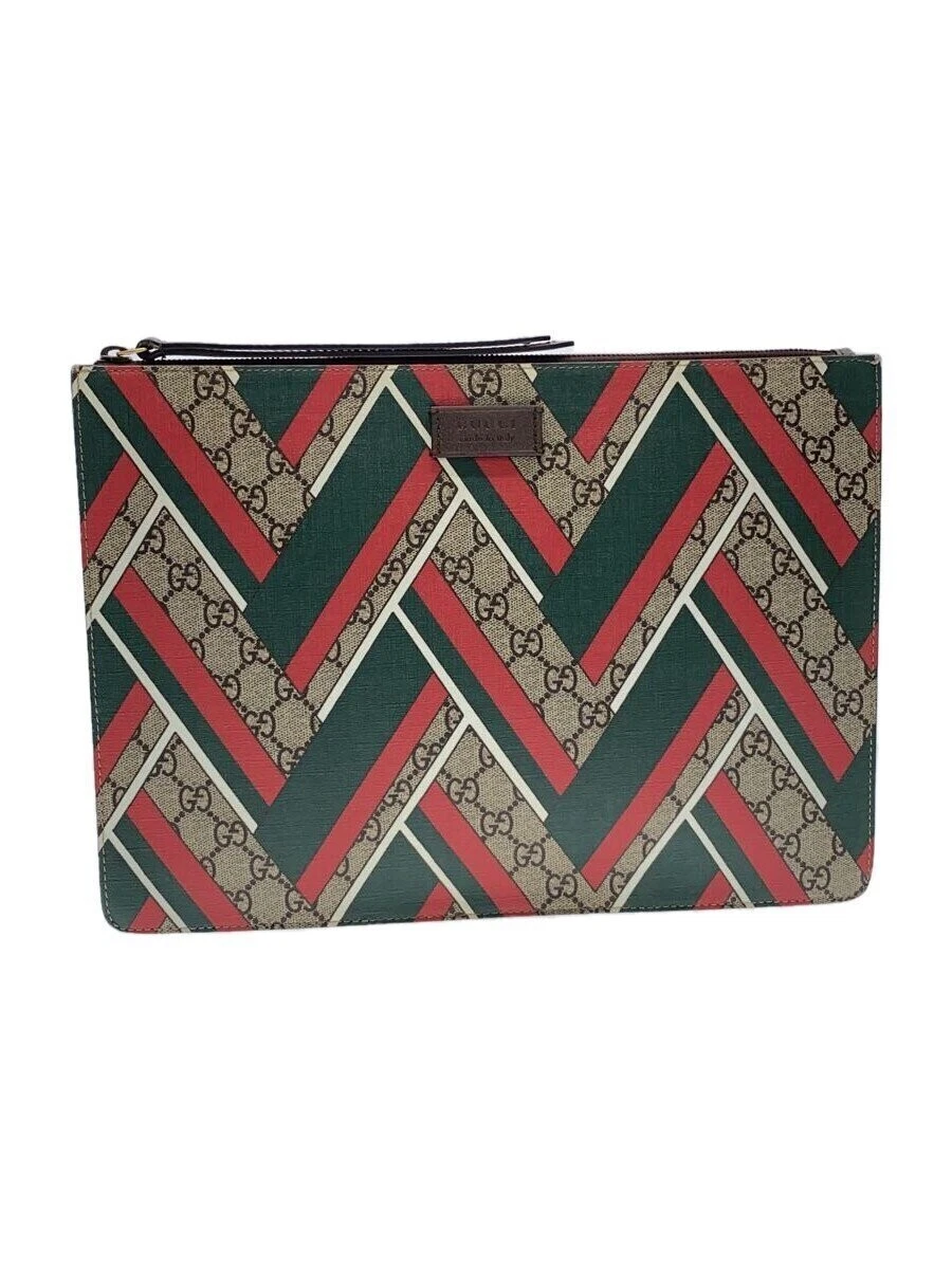 Sac d'embrayage GUCCI GG Supreme Chevron Stripe GRN