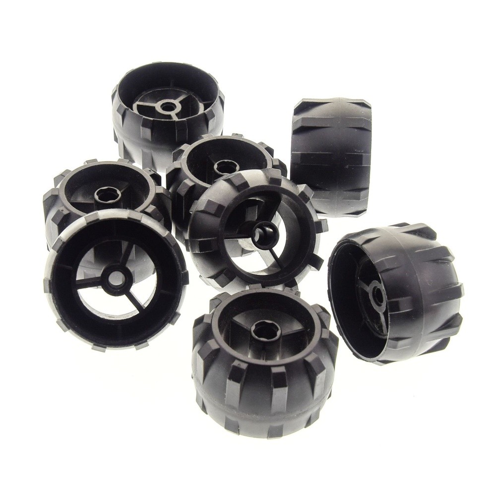 8X Lego Hard Plastic Wheel B-Stock Used 40X30 Black Wheels Car 4121697 30324