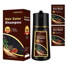 Black 3-in-1 Hair Dye for Men  Women - Long-Lasting Gray Hair Coverage, Sham...