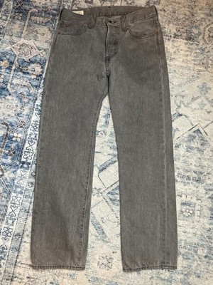 Levis 501 Jeans Mens 30x30 Gray Charcoal Wash Button Fly Straight Denim Pants