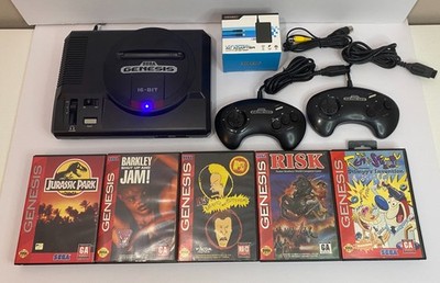 Sega Genesis Model 1 Console System w/ Custom Blue Light, 5 Games, 2 Controllers
