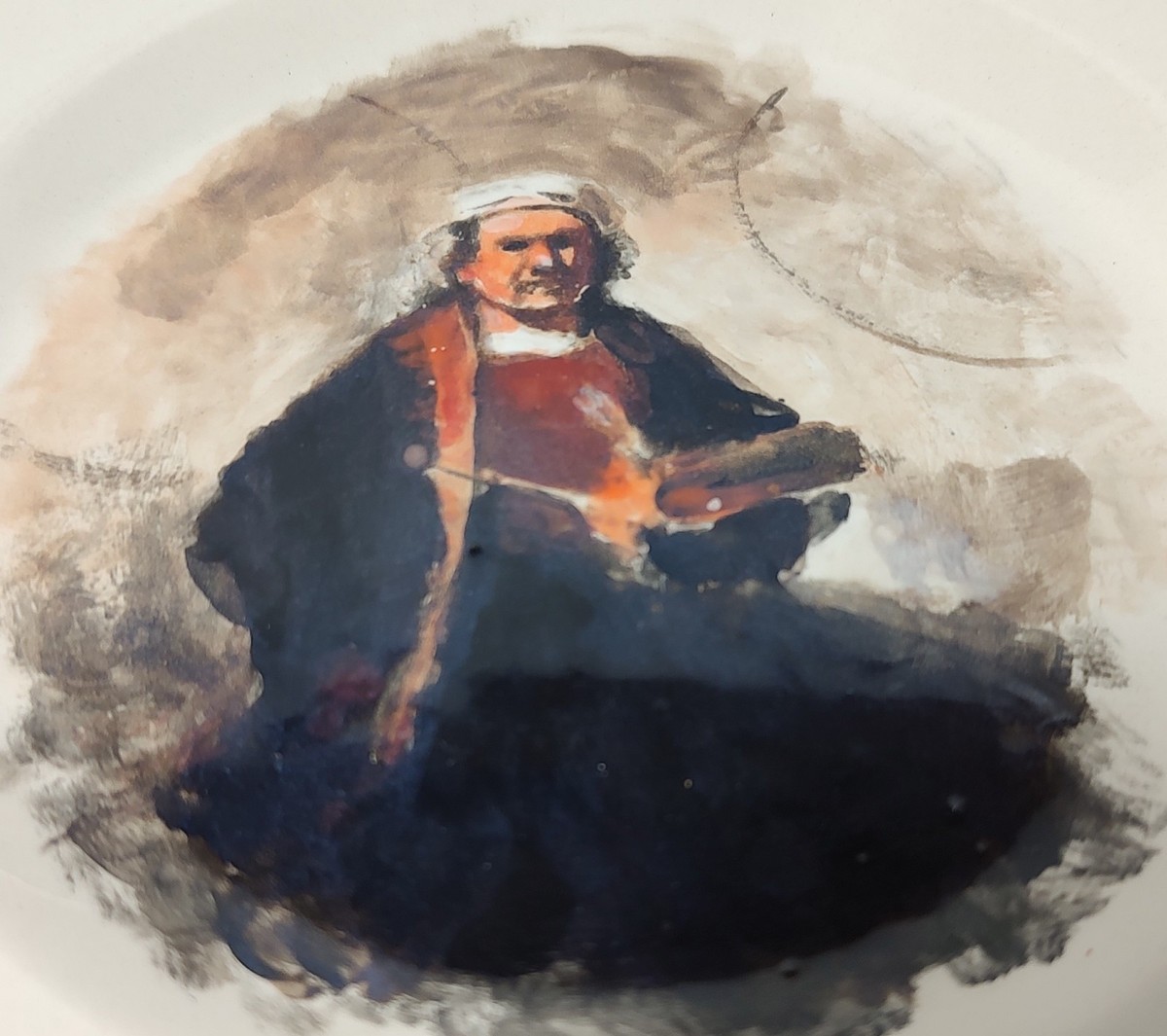 Original Painting On A Plate By Jack Lantz Portrait of Rembrandt