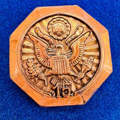 US Government Service Pin 15 Year Bronze Tone GI Federal Eagle Emblem Lapel Pin