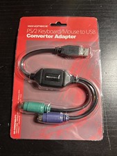 Monoprice PS/2 Keyboard/Mouse to USB Converter Adapter, Black