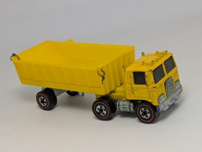 Vintage Hot Wheels Redline Road King Mining 1973 Yellow Semi Truck Hong Kong