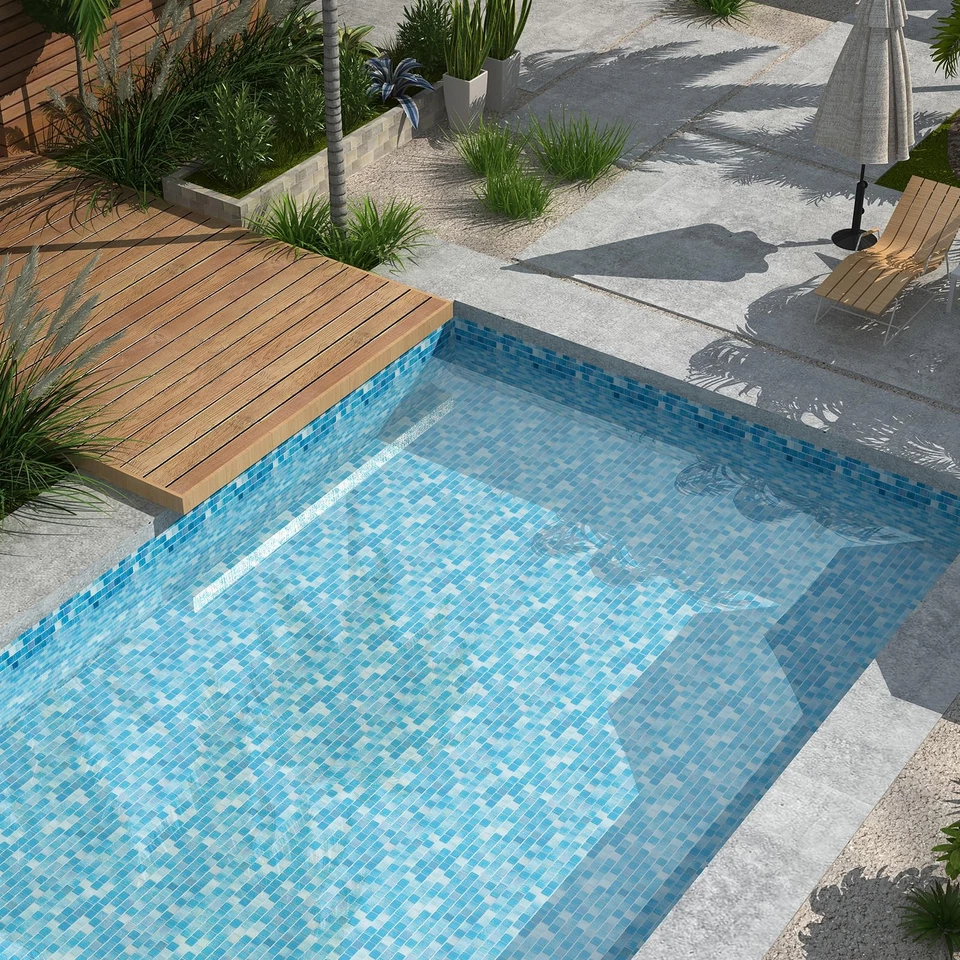 Azulejo de mosaico de vidrio, salpicadero de mosaico de vidrio para piscina 12 x 12 pulgadas para caca de natación... Foto 2 de 4