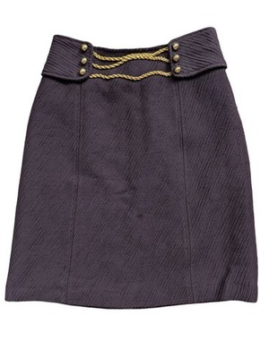 Milly New York Womens Maroon Gold Chain Wool Midi A-Line Pencil Skirt Size 2