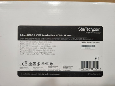 StarTech 2 Port Dual Monitor HDMI KVM Switch SV231DHU34K6
