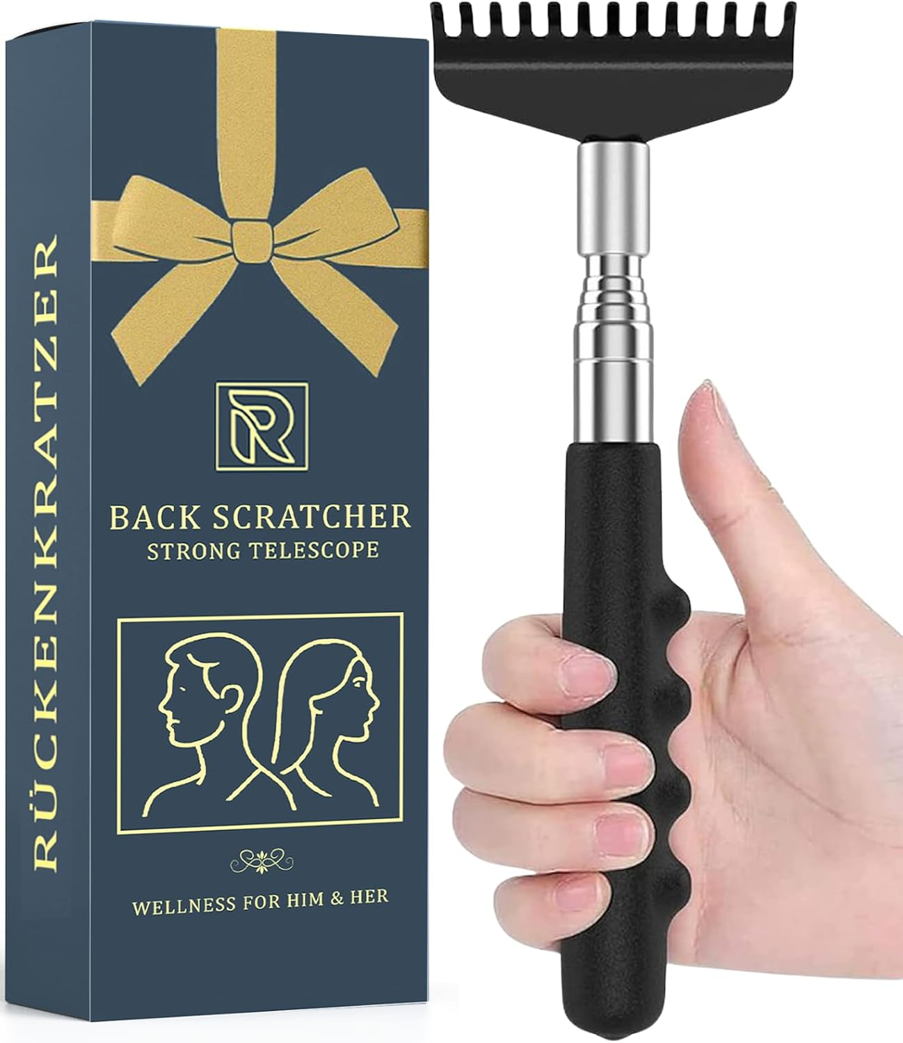 Extendable Large Robust Back Scratcher for Smooth Scratching & Itch Relief. Stro