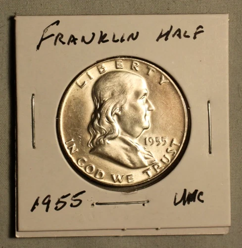 1955 Franklin Half Dollar Uncirculated 90% Silver Ungraded