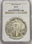 1987 Silver Eagle NGC MS69