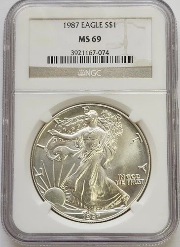 1987 Silver Eagle NGC MS69
