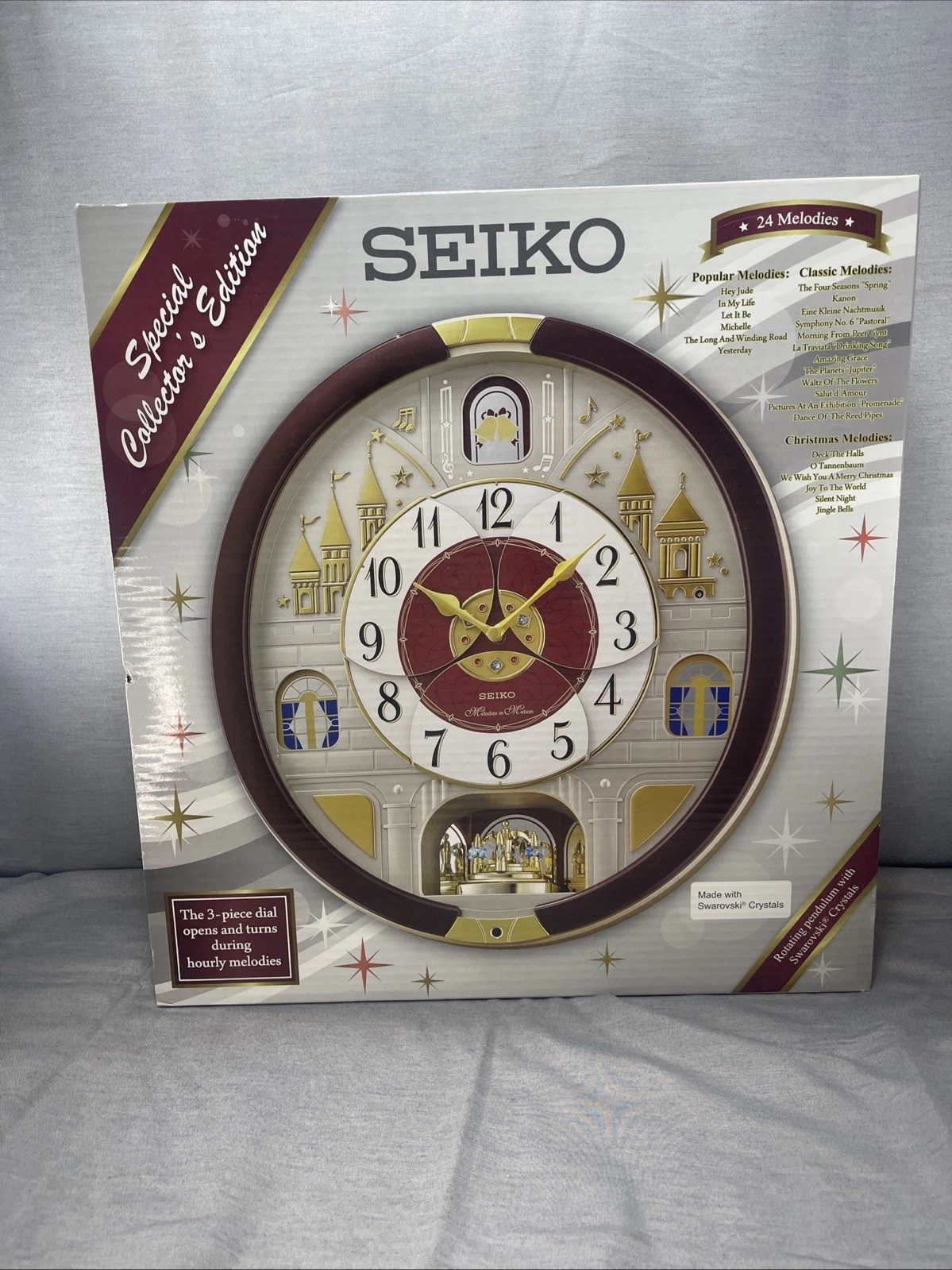 Swarovski Crystals Seiko Special Coll. Edition Clock with Melodies In Motion