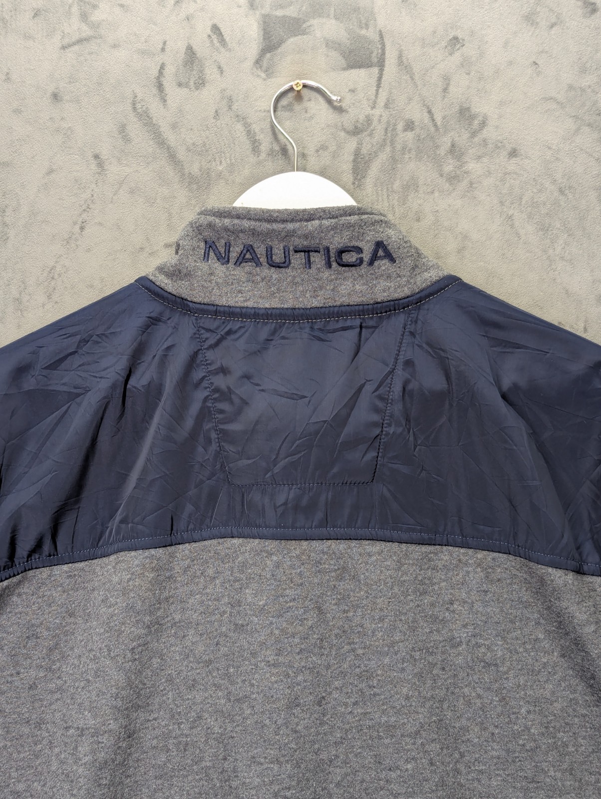 Nautica Quarter Zip Sweatshirt Men XL Softshell Upper Back Grey Blue Long Sleeve image 2