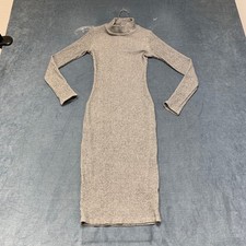 Lulus Midi Sweater Dress Womens Small Heather Grey Knit Long Sleeve Mock Neck