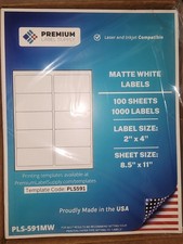 Premium Labels Matte White 100 Sheets, 10. 2"X 4" Labels Per Sheet 1000 Labels