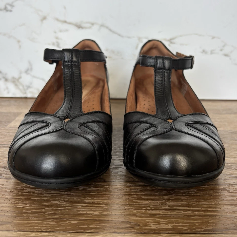 Zapatos de salón Rockport Cobb Hill Angelina correa en T cuero negro Mary Jane talla 9,5 cómodos Foto 2 de 4