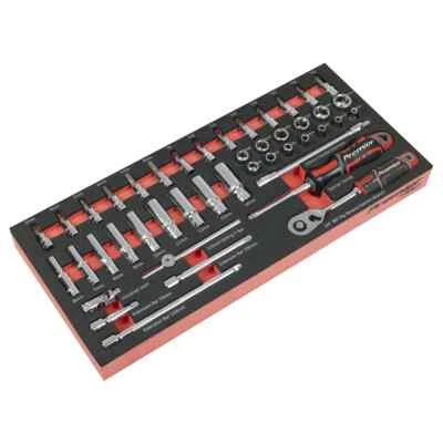 Sealey Tools TBT40 Socket Bit Ext Bar & Ratchet 1/4 D Set In EVA Foam Tray FD25