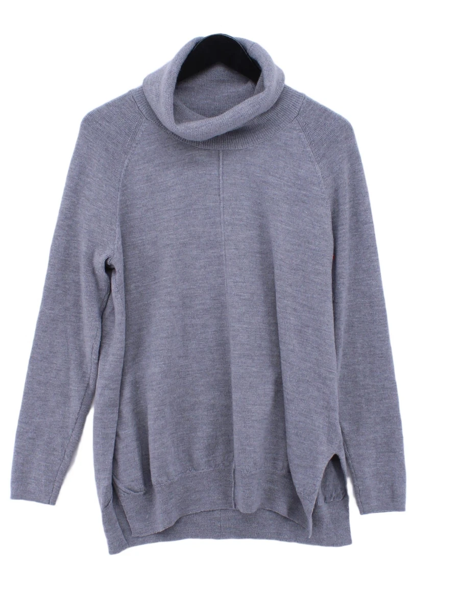 Cynthia Rowley Women s Jumper XL Grey 100 Wool Roll Neck Pullover