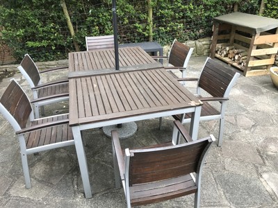 Garden Table and 6 Chairs (wood and metal) | eBay