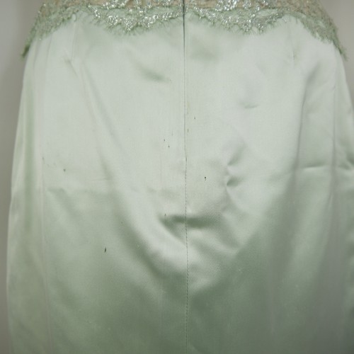 Vestido Bellville Sassoon Verde Vintage Lápiz Sin Mangas Satén Encaje Talla 10 - Imagen 14 de 22
