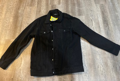 Mens Spongebob Patrick Black Denim Trucker Jean Jacket Nickelodeon Sz Med