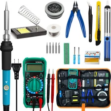 Soldering Iron Kit 60W Flux Paste Solder Gun Sucker Wire Welding Tool Multimeter